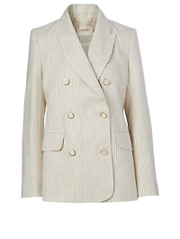 Super Eight Linen Blazer Stripe Print
