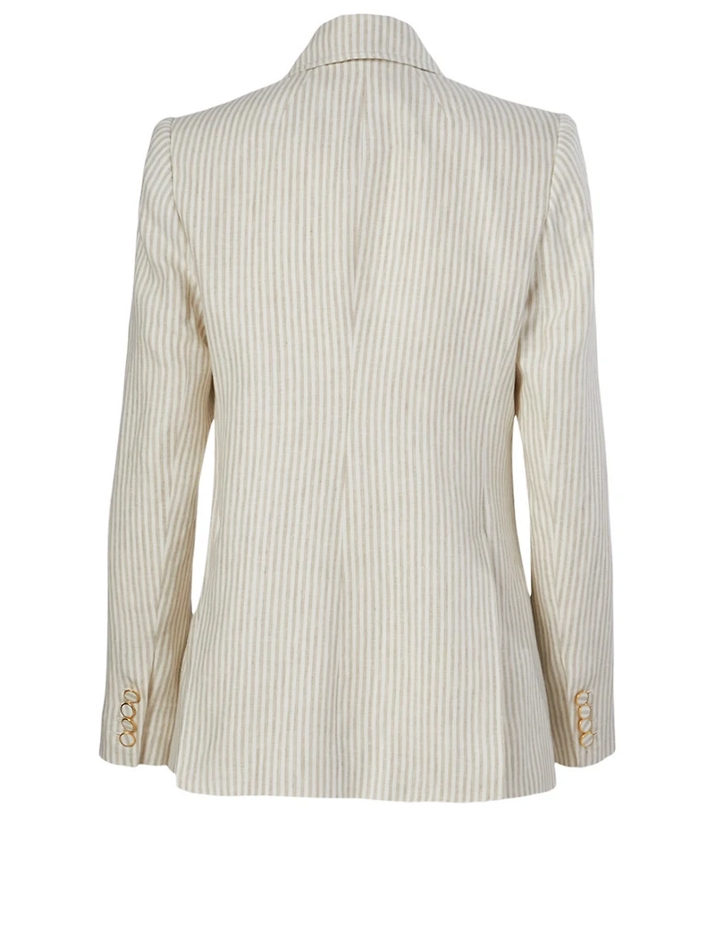 Super Eight Linen Blazer Stripe Print