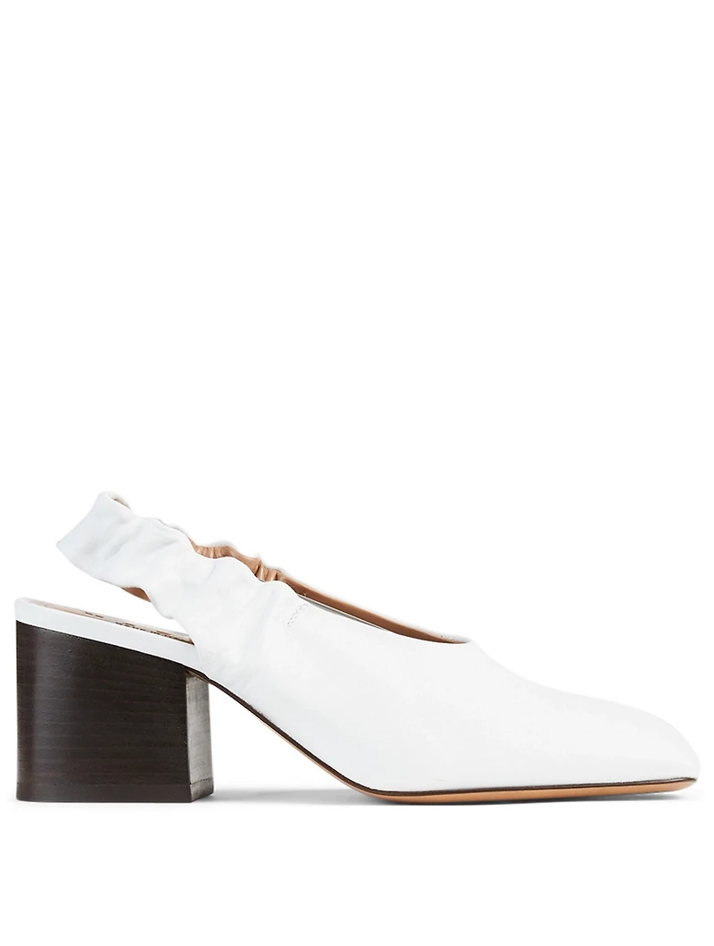 Stretch Leather Slingback Pumps