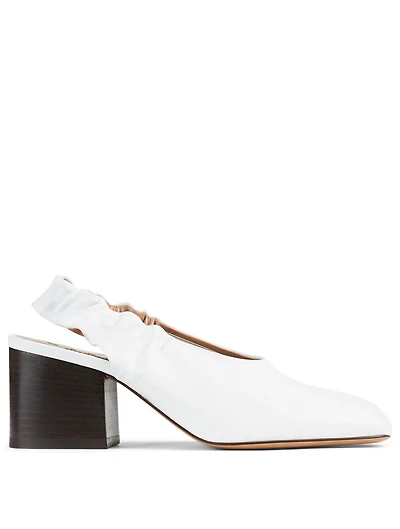 Stretch Leather Slingback Pumps