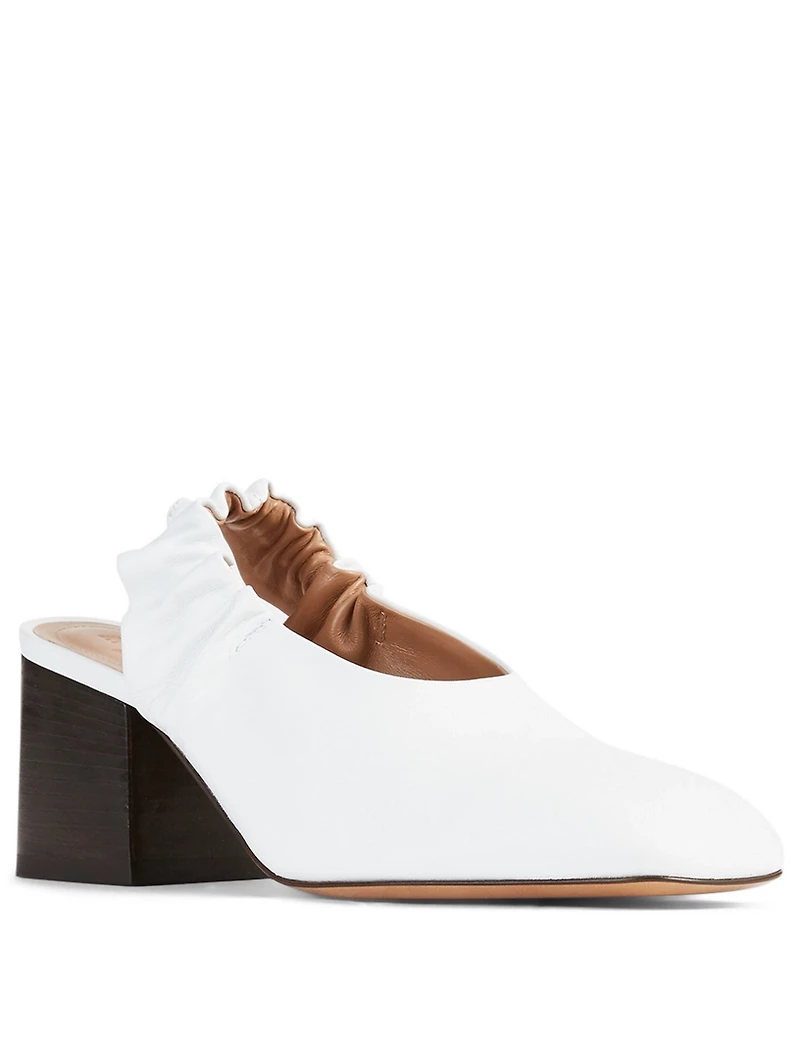 Stretch Leather Slingback Pumps