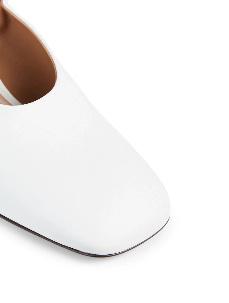 Stretch Leather Slingback Pumps