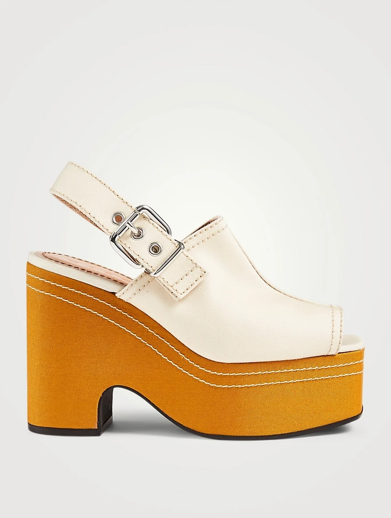 Gabardine Slingback Wedge Sandals
