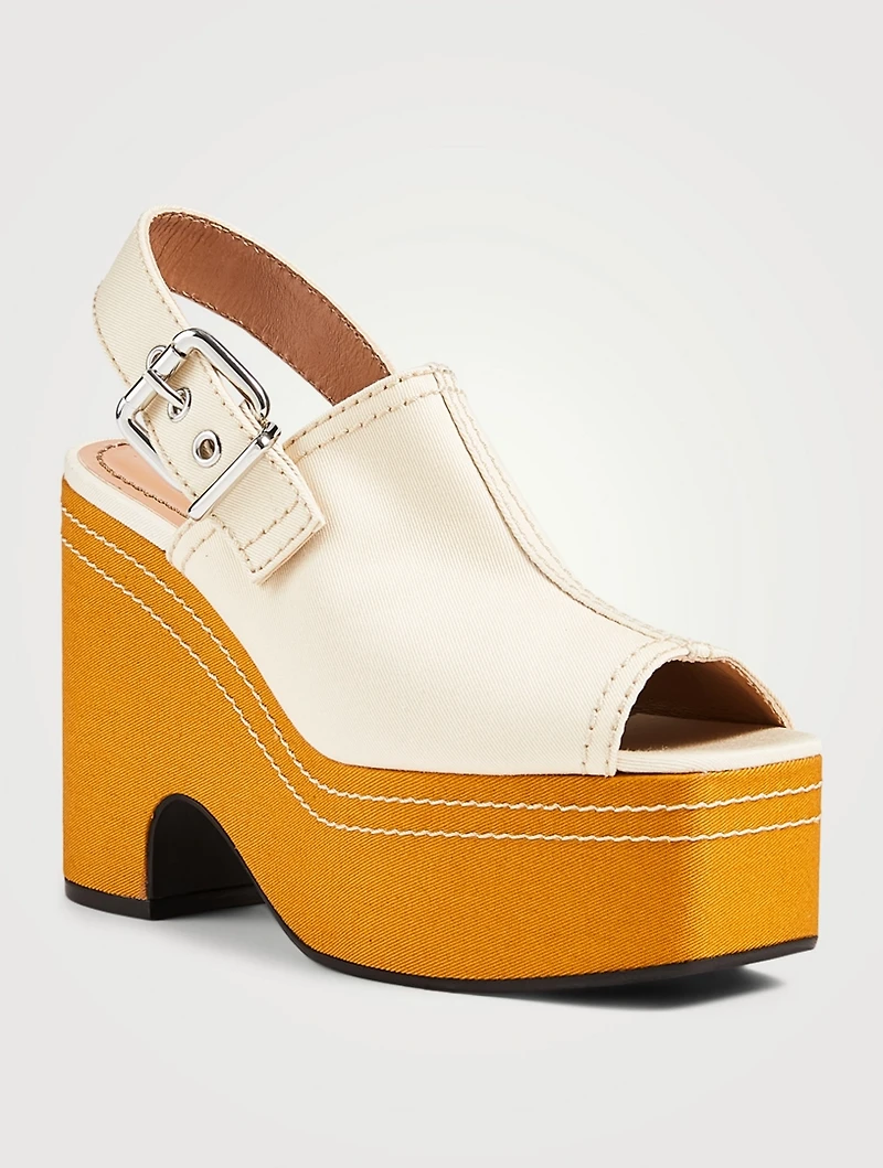 Gabardine Slingback Wedge Sandals