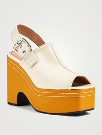 Gabardine Slingback Wedge Sandals