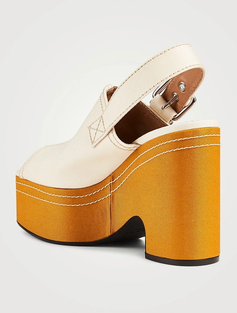 Gabardine Slingback Wedge Sandals