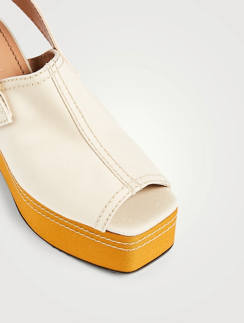 Gabardine Slingback Wedge Sandals