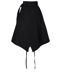Cotton-Blend Midi Skirt With Belt