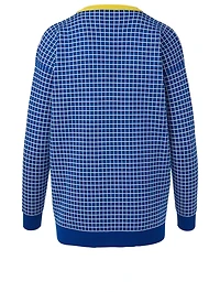 Cotton V-Neck Sweater Check Print