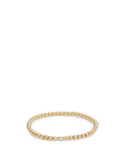 Flapper 18K Gold Single Strand Ball Chain Bracelet With Diamond