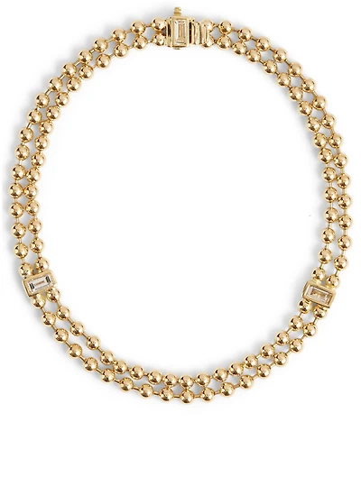 Flapper 18K Gold Strand Ball Chain Bracelet With Diamonds