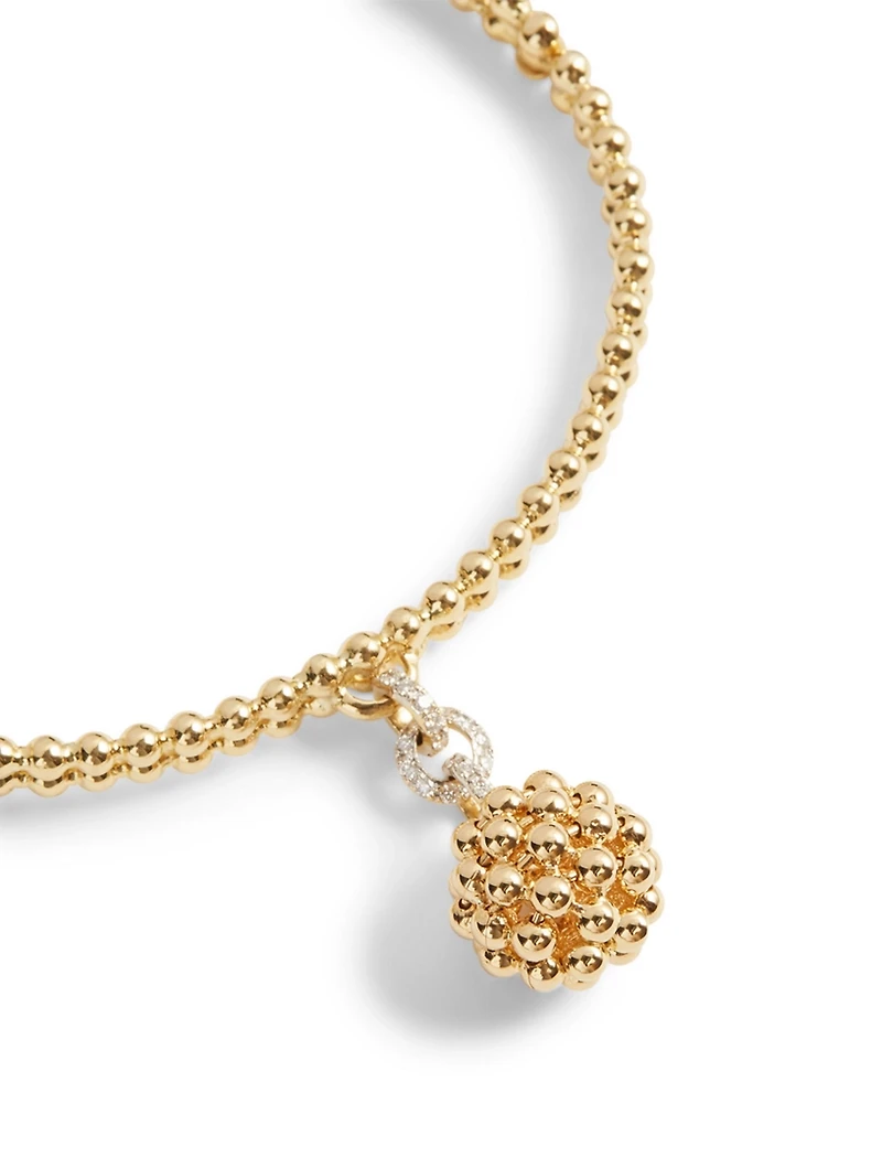 Flapper 18K Gold Ball Charm Bangle Bracelet With Diamonds