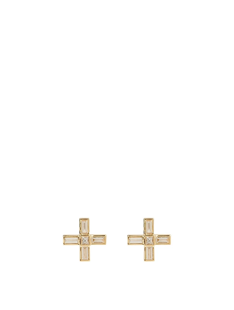 Essentials 18K Gold X Earrings With Diamonds