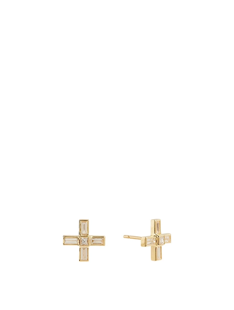 Essentials 18K Gold X Earrings With Diamonds
