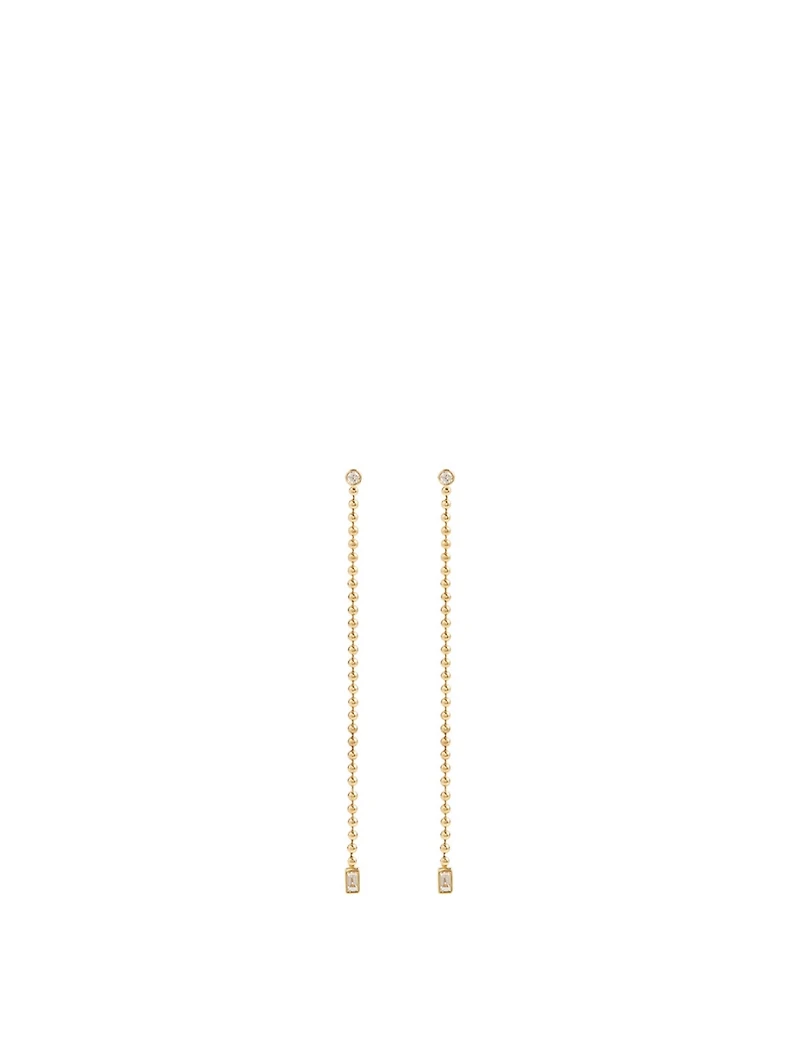 Flapper 18K Gold Drop Chain Earrings With Diamonds