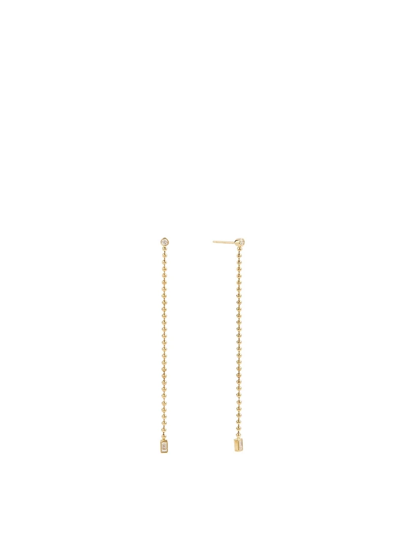 Flapper 18K Gold Drop Chain Earrings With Diamonds