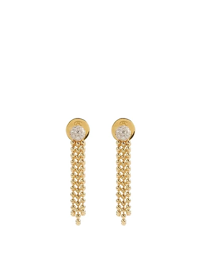 Flapper 18K Gold Triple Strand Ball Chain Earrings With Diamonds