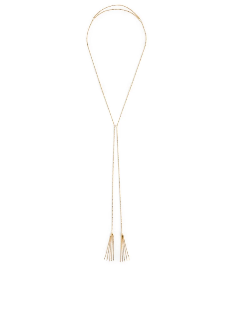 Flapper 18K Gold Double Lariat Tassel Necklace With Diamonds