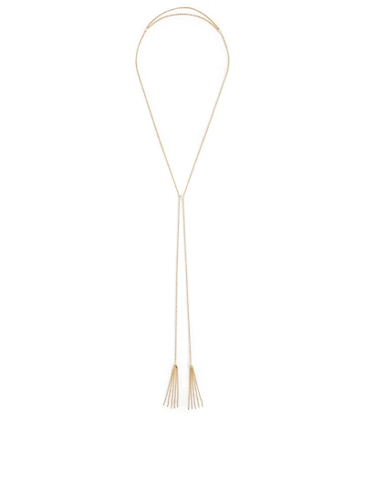 Flapper 18K Gold Double Lariat Tassel Necklace With Diamonds