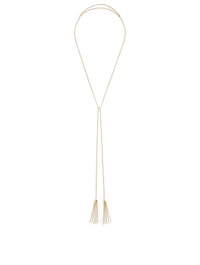 Flapper 18K Gold Double Lariat Tassel Necklace With Diamonds