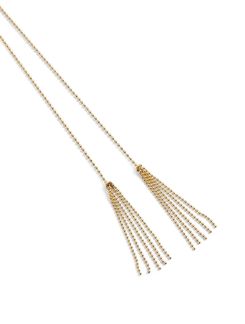 Flapper 18K Gold Double Lariat Tassel Necklace With Diamonds