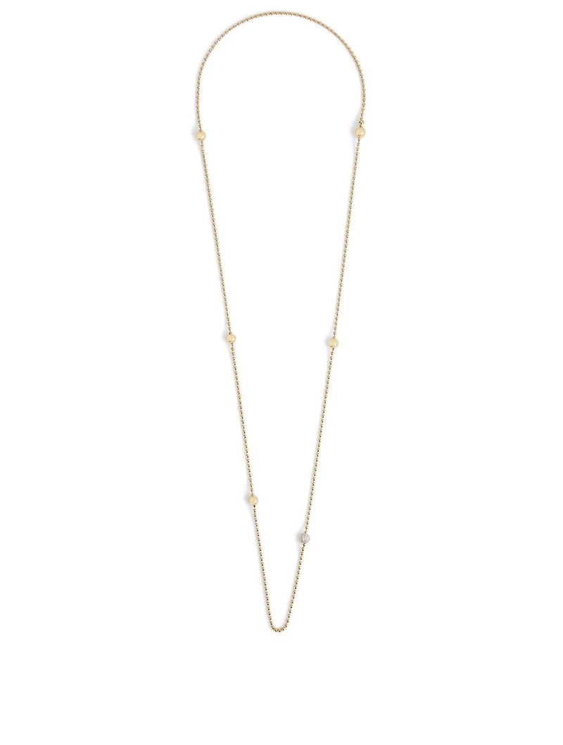 Flapper 18K Gold Ball Chain Station Necklace With Diamonds