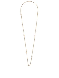 Flapper 18K Gold Ball Chain Station Necklace With Diamonds
