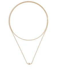 Flapper 18K Gold Single Strand Ball Chain Necklace With Diamond