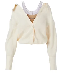 Silk Shrugged-Off Blouse