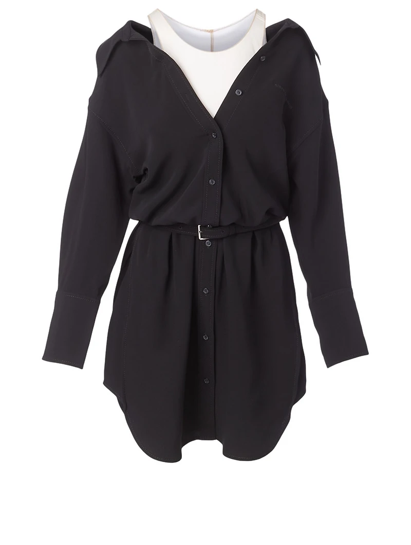 Silk Shrugged-Off Shirt Dress