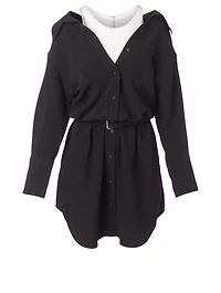 Silk Shrugged-Off Shirt Dress