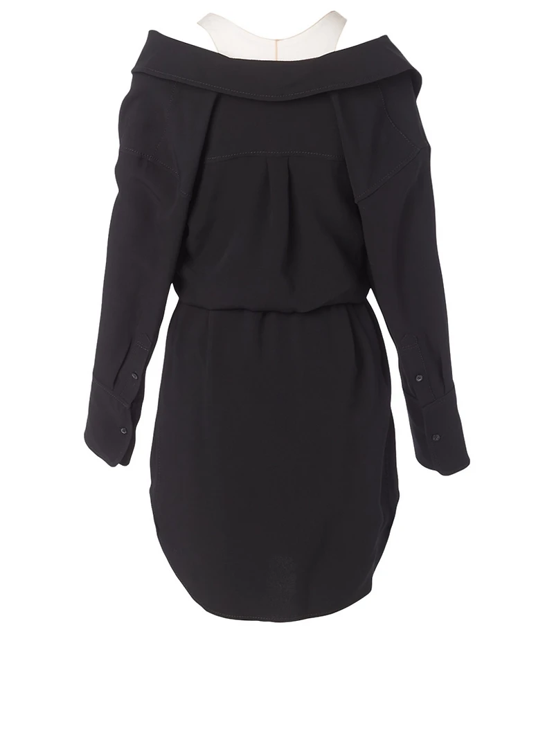 Silk Shrugged-Off Shirt Dress