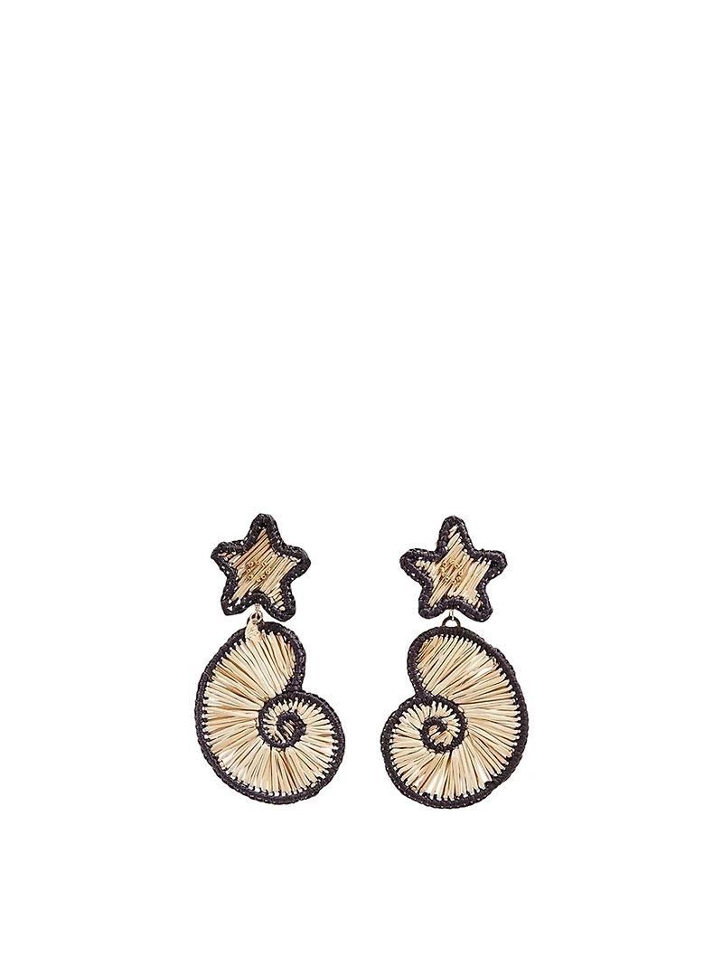 La Isla Iraca Palm And Gold-Plated Bronze Seashell Earrings