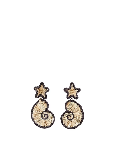 La Isla Iraca Palm And Gold-Plated Bronze Seashell Earrings