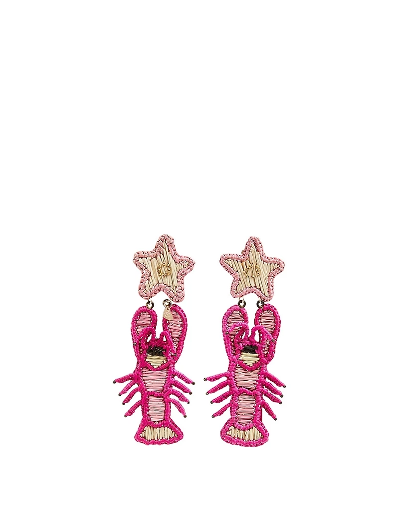 La Isla Iraca Palm And Gold-Plated Bronze Lobster Earrings
