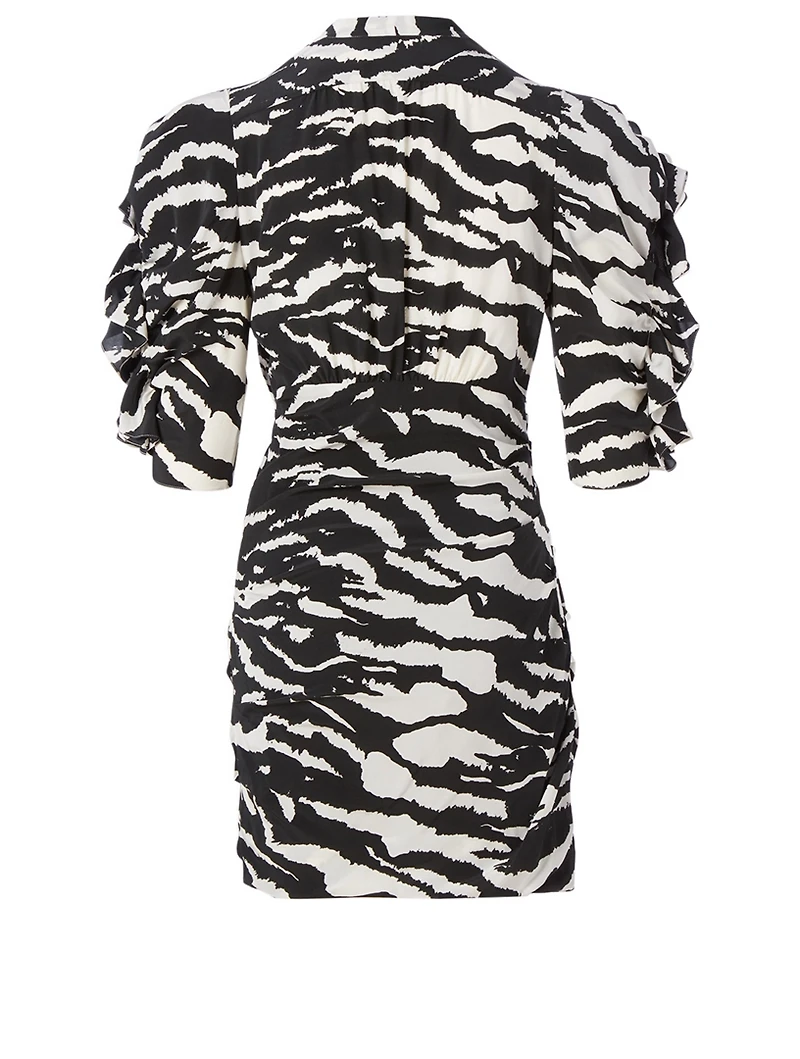 Farah Silk-Blend Mini Dress Zebra Print