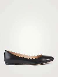 Lauren Leather Scalloped Ballet Flats