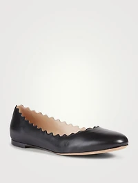 Lauren Leather Scalloped Ballet Flats
