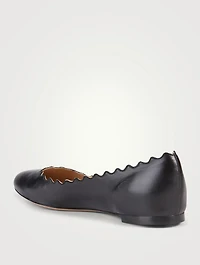 Lauren Leather Scalloped Ballet Flats
