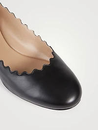 Lauren Leather Scalloped Ballet Flats