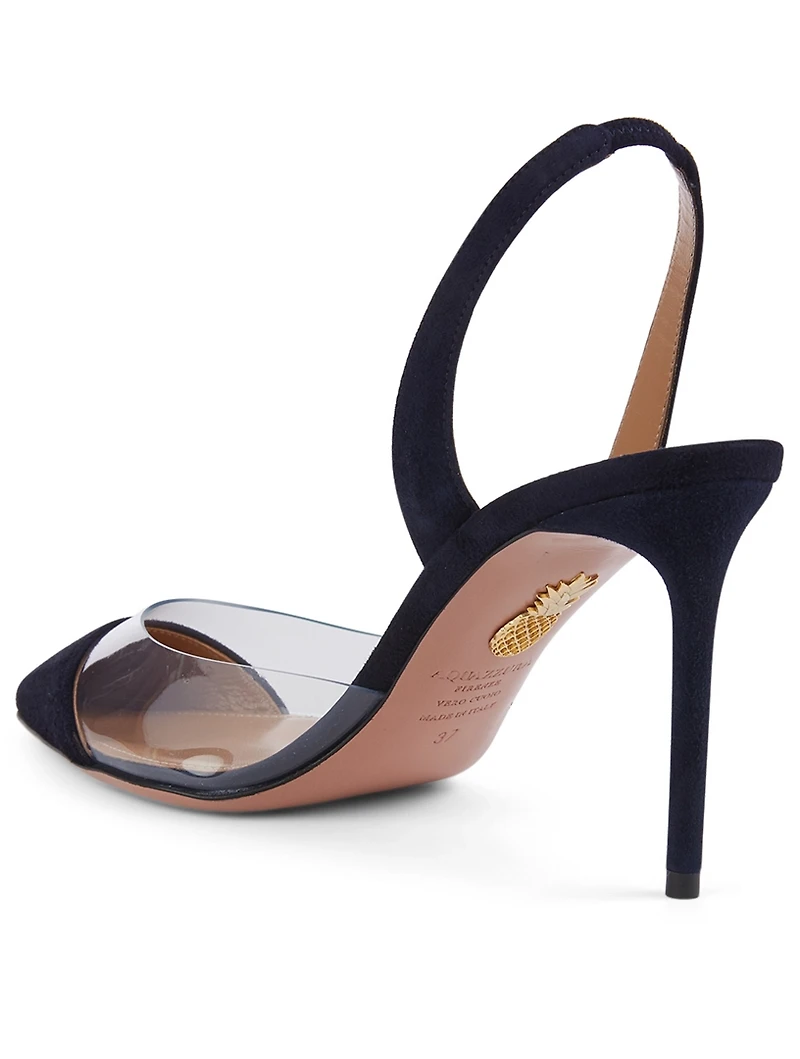 So Nude 85 Suede And PVC Slingback Pumps