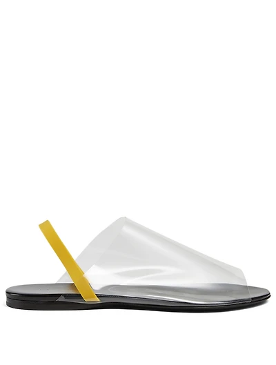 Clear Vinyl And Leather Slingback Sandals