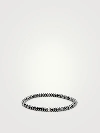 Hematite Beaded Bracelet With 14K White Gold Diamond Wheel Charm