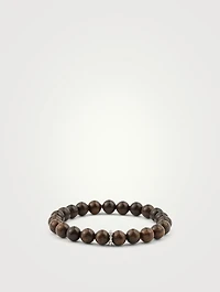 Ebony Beaded Bracelet With 14K White Gold Diamond Bezel Rondelle