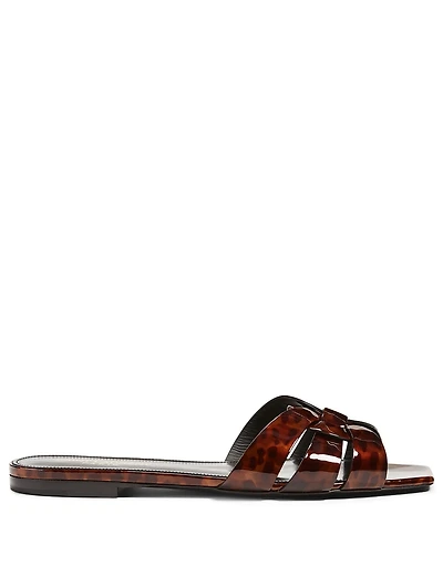 Tribute Tortoiseshell Patent Leather Slide Sandals