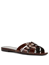 Tribute Tortoiseshell Patent Leather Slide Sandals
