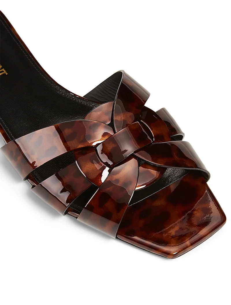 Tribute Tortoiseshell Patent Leather Slide Sandals