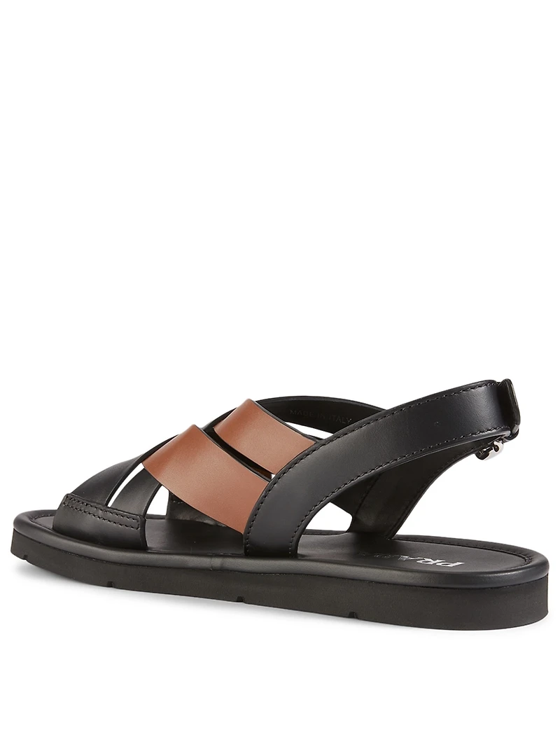 Leather Crisscross Slingback Sandals