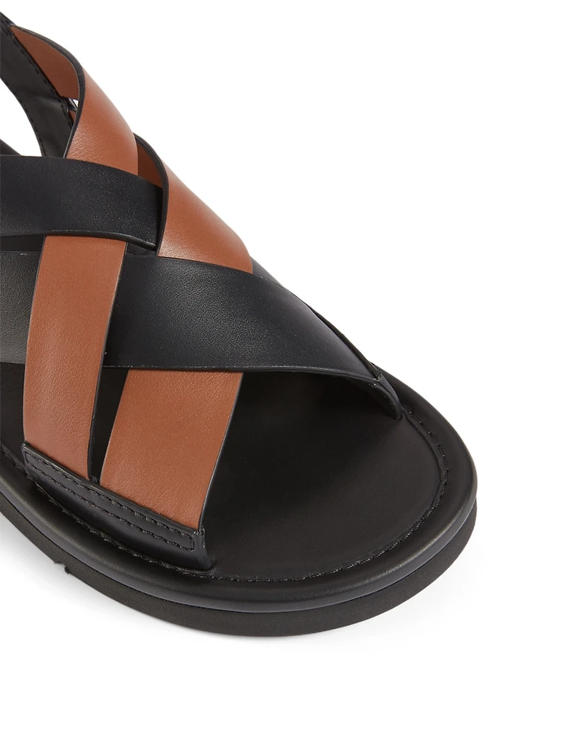 Leather Crisscross Slingback Sandals