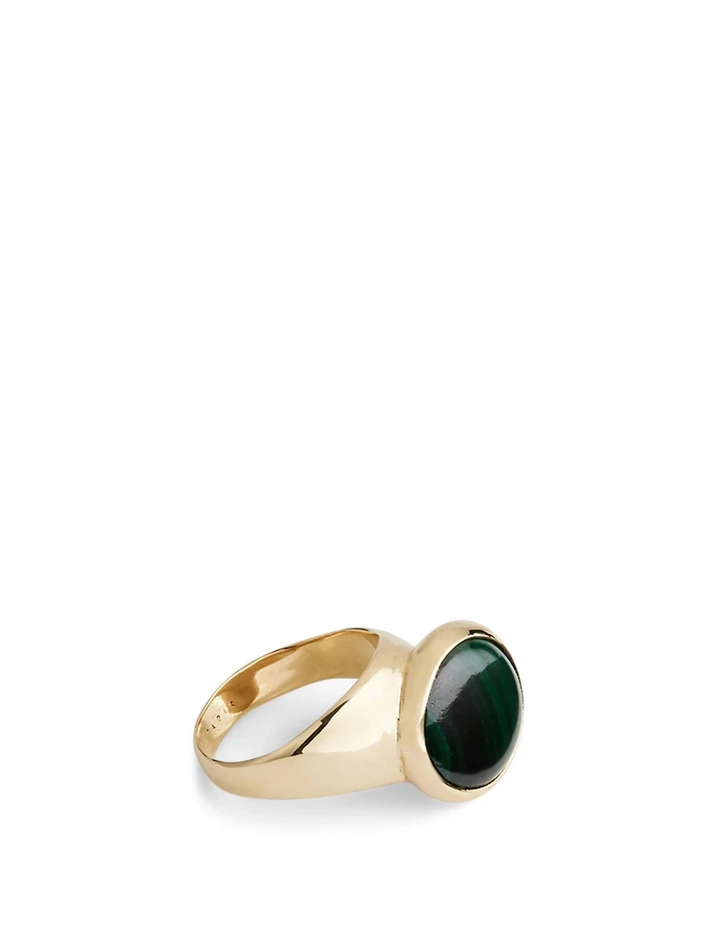 Offset Ring With Malachite
